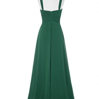 Sexy Chiffon Dark Green Evening Dresses With..