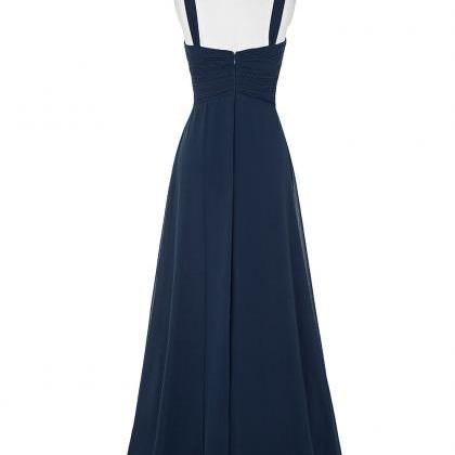 Charming Navy Blue Evening Dresses With Spaghetti..