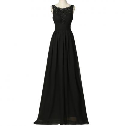 Fashion Black Bridesmaid Dresses,elegant Long Lace..