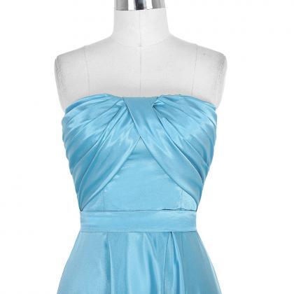 Sexy Women High Low Formal Dresses Light Blue Satin Evening Party Gonws ...