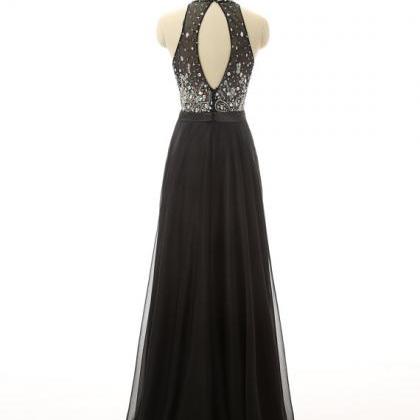 Black Halter Rhinestone Prom Dresses Featuring..