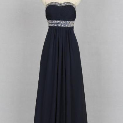 Navy Blue Chiffon Prom Dresses Featuring With..