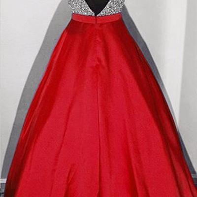 Sexy Red Prom Dresses Featuring Deep V Neckline..