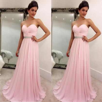 Long Pink Prom Dresses Floor Length..