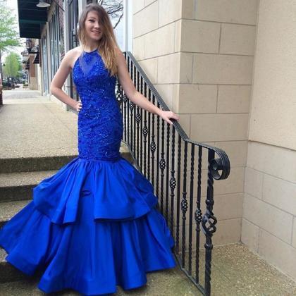 Royal Blue Mermaid Prom Dress Women Formal Dresses..