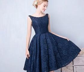 Navy Blue Lace Dress,short Prom Dress,graduation Dresses,short Party ...