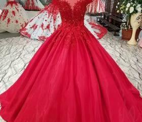 Evening Dresses Sequined Scoop Neck Lace-up Back Ball Gown Party Gowns ...