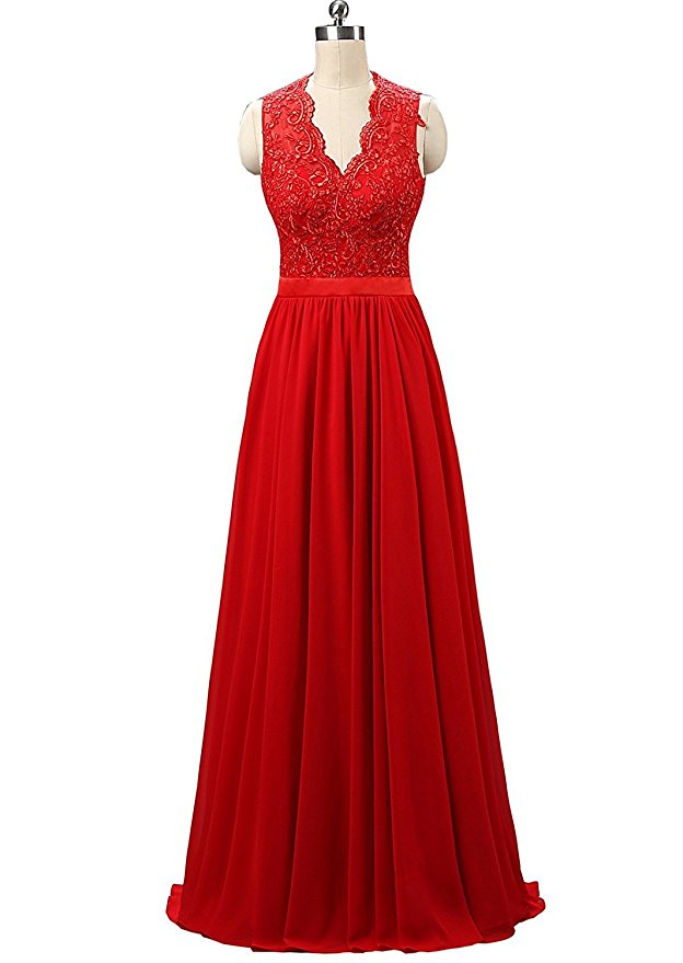 Stunning V Neck Red Chiffon Bridesmaid Dresses,elegant Long Backless Formal Dresses, Wedding Party Dresses, Evening Gowns
