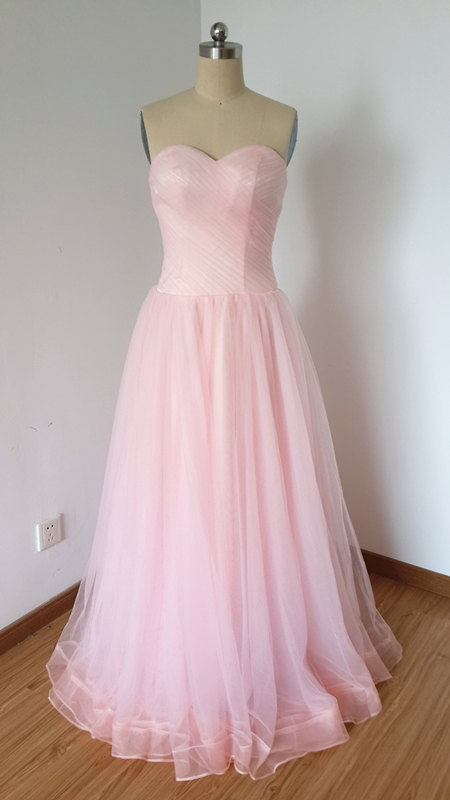 Long Pink Tulle Prom Dresses Featuring Sweetheart Neckline ,floor Length Sweetheart Strapless Evening Dresses Formal Gowns