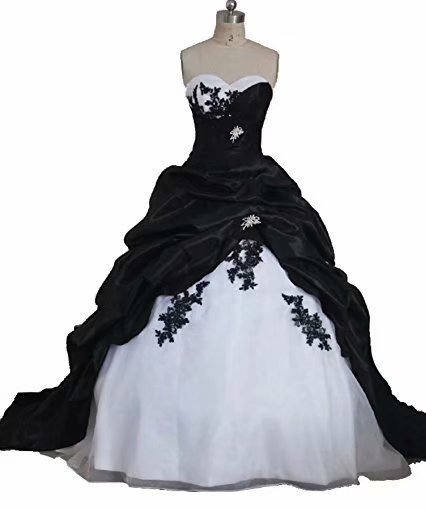 Black Wedding Dresses Appliue Sweetheart Bride Dress Bridal Gown