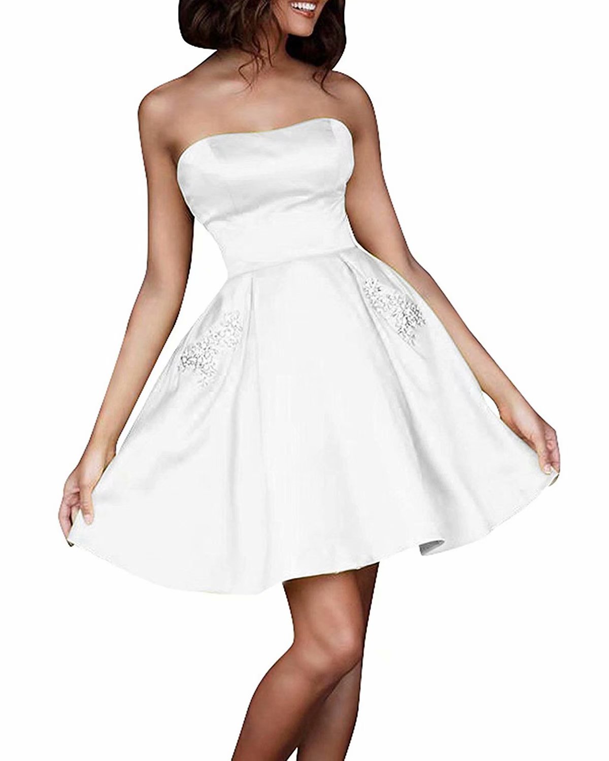 2019 White Short Homecoming Dresses Prom Party Evening Cocktail Gown Bridesmaid Formal Dresses
