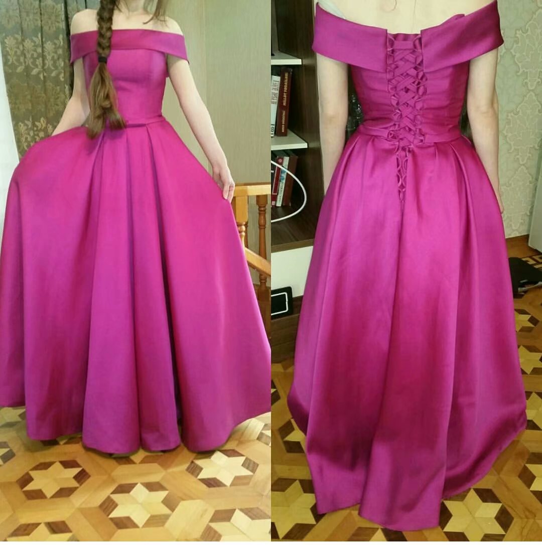 Long Fuschia Party Dress Satin Formal Dresses With Strapless Neckline -- Long Elegant Prom Dresses, Sexy Evening Gowns