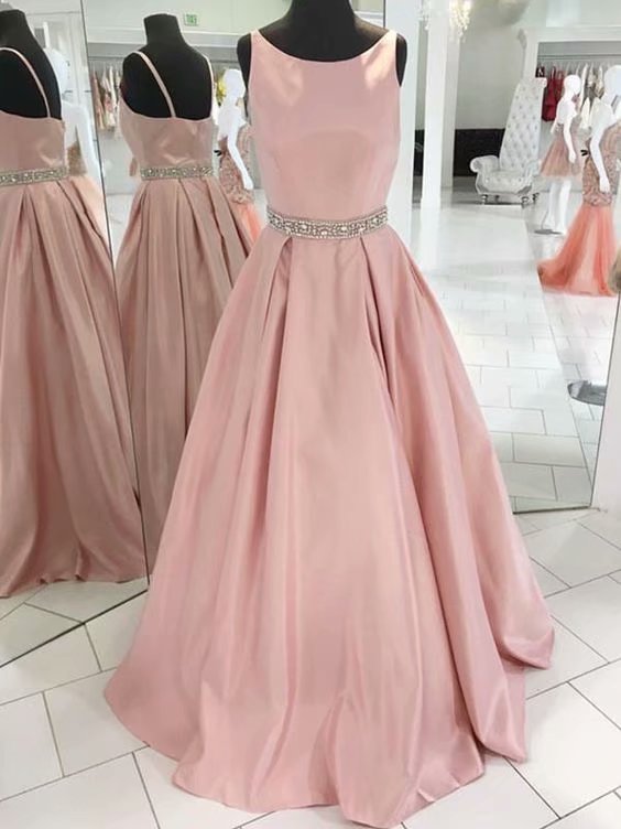 Blush Pink Formal Prom Dresses, Prom Dress,prom Dresses For Teens,satin Evening Dresses