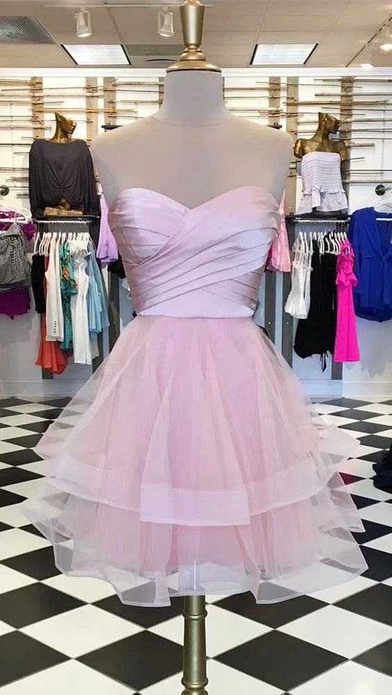 Light Pink Prom Dress Sweetheart Homecoming Dresses Short Women Dresses