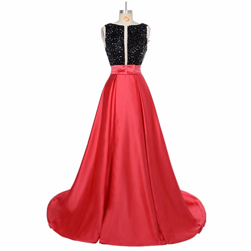 2019 Sparkly Prom Dresses 2019 Evening Party Dress Elegant Sexy Red Satin Vestido De Festa Real Photo