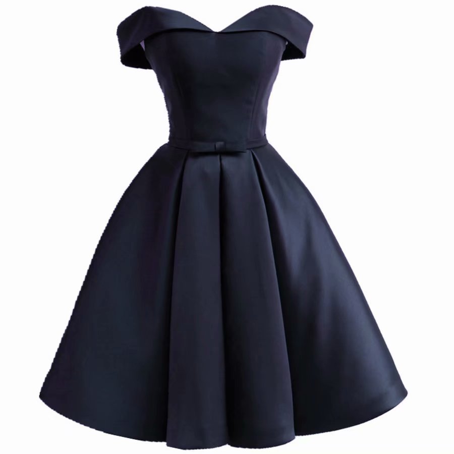 Short Prom Dresses 2018 Strapless Vintage Navy Blue Dress For Homecoming Party Mini Gowns