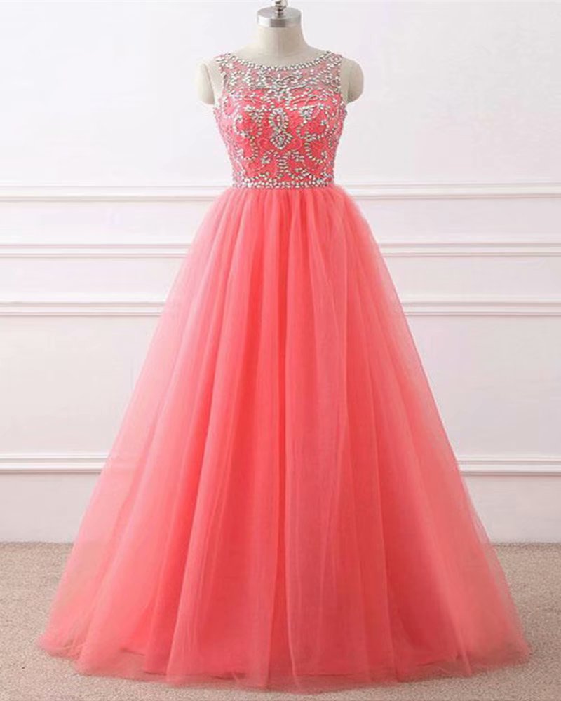 Watermelon Red Free Shipping Long Prom Dress,Elegant Floor Length Backless Formal Dress,Straps A line Prom Gowns for Women