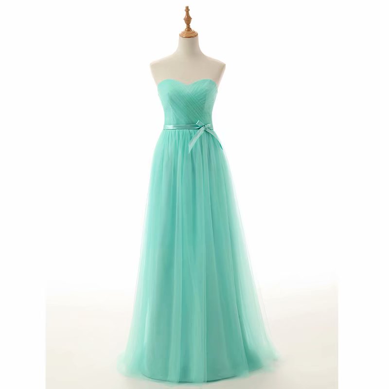 A-line Sweetheart Floor-length Empire Green Tulle Bridesmaid Dress With Sweetheart Neckline