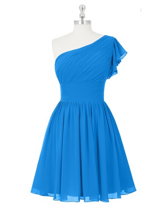 Light Blue One Shoulder Short Bridesmaid Dresses, Mint Prom Dresses, Elegant Party Dresses, Formal Gowns