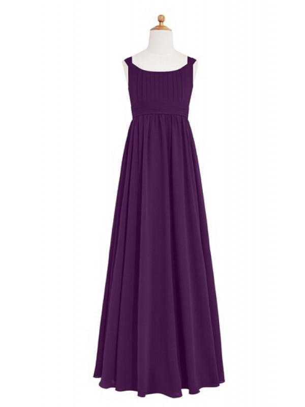 Fashion A Line Grape Purple Scoop Neck Empire Chiffon Bridesmaid Dresses