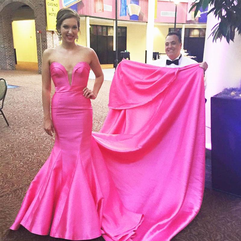 strapless open back dress Lace-Up Strapless Long Sequin Prom Dress with Cut Outs Pink / 10 main image 0