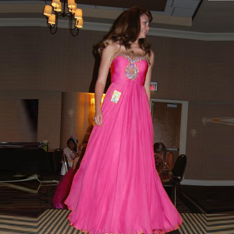 Charming Pink Chiffon Prom Dresses Featuring Beaded Keyhole And Sweetheart Neckline Long Elegant Formal Gowns