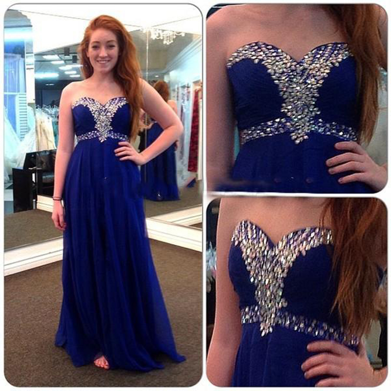 Royal Blue Formal Dresses Showcases Sweetheart Neckline And Beaded