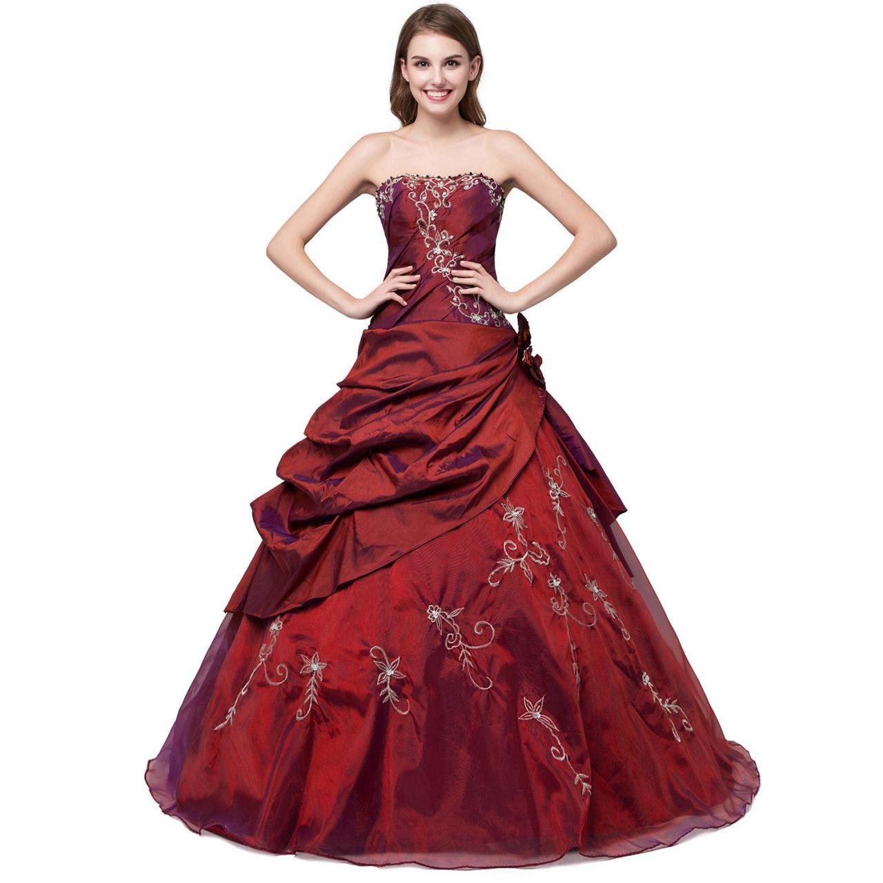 Charming Floor Length Burgundy Prom Gown Featuring Embroidered And Beaded Embellished Sweetheart Bodice, Ball Gown, Formal Dresses,burgundy