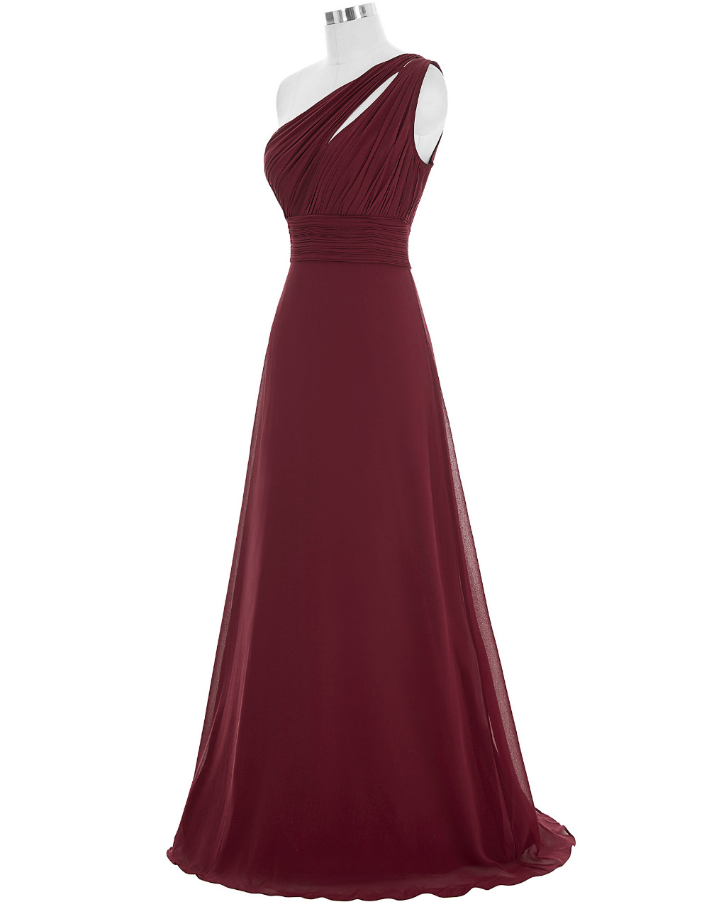 Amazing One Shoulder Dark Burgundy Bridesmaid Dresses,elegant Long