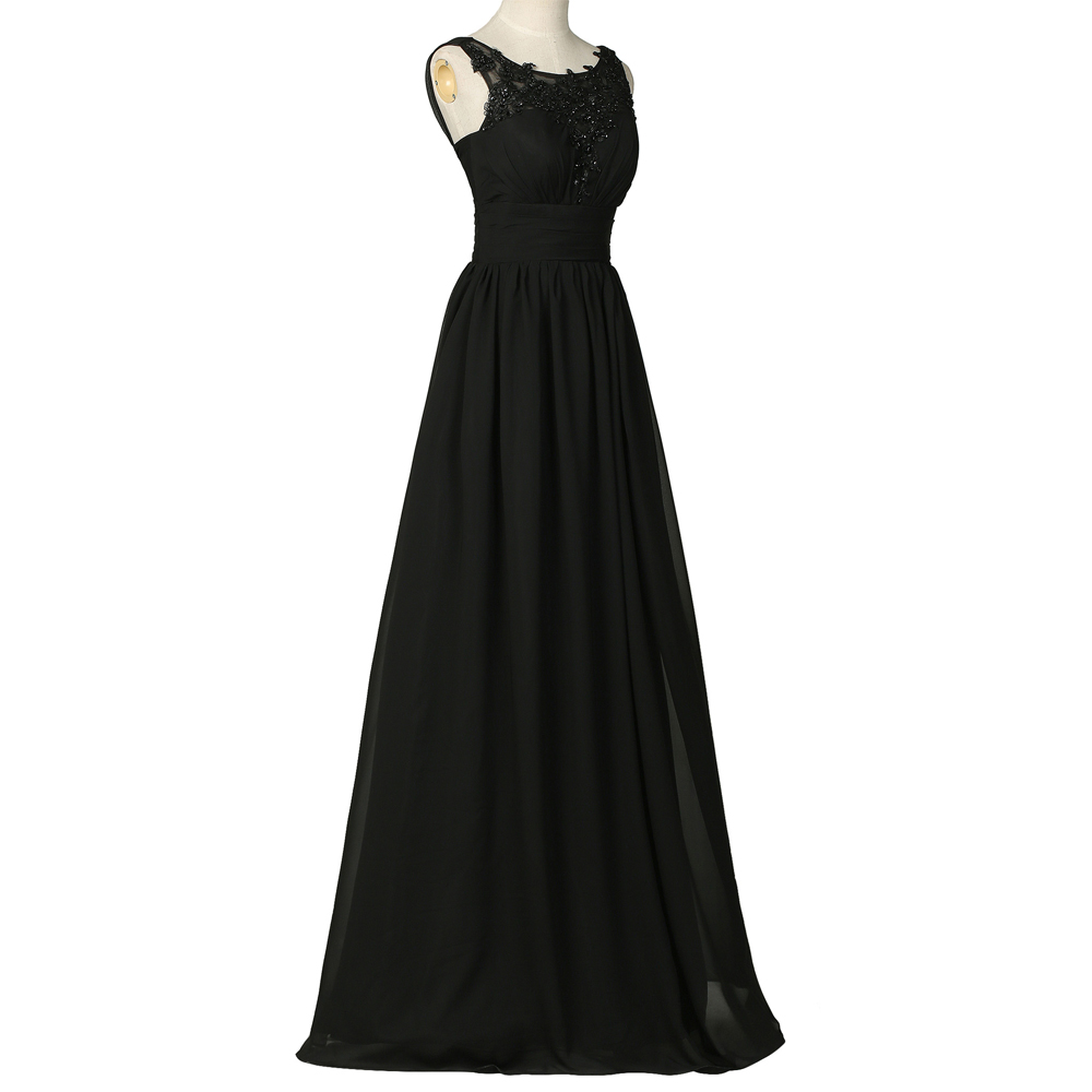 Fashion Black Bridesmaid Dresses,elegant Long Lace Applique Prom ...