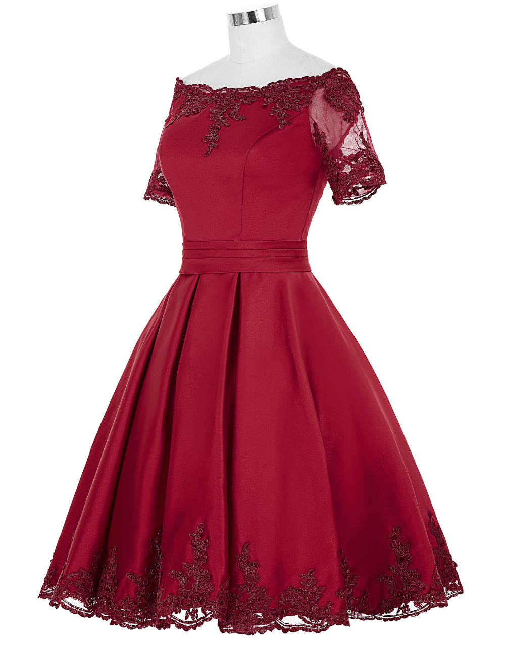 knee length dresses for ladies Wedtrend Women Burgundy Prom Dress A-Line High-Low Formal Dress with Sequins, Burgundy / XL main image 0