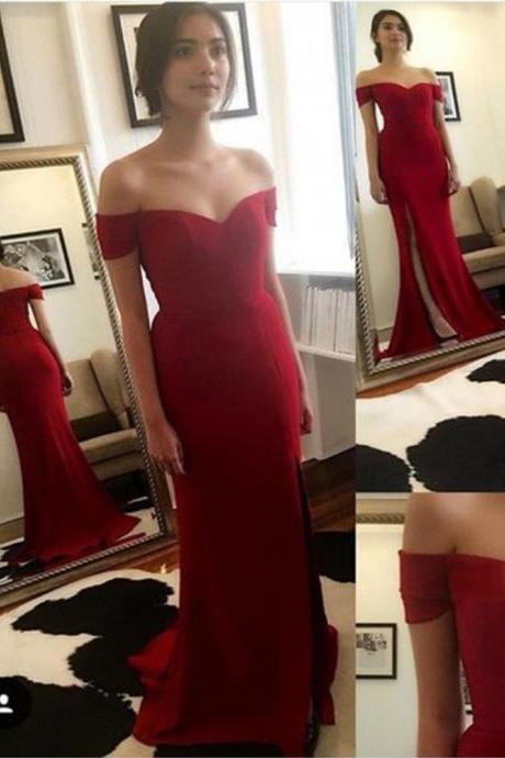 Sexy Burgundy Chiffon Bridesmaid Dresses, Elegant Long Off The Shoulder Formal Dresses, Wedding Party dresses,2017 Evening Gowns