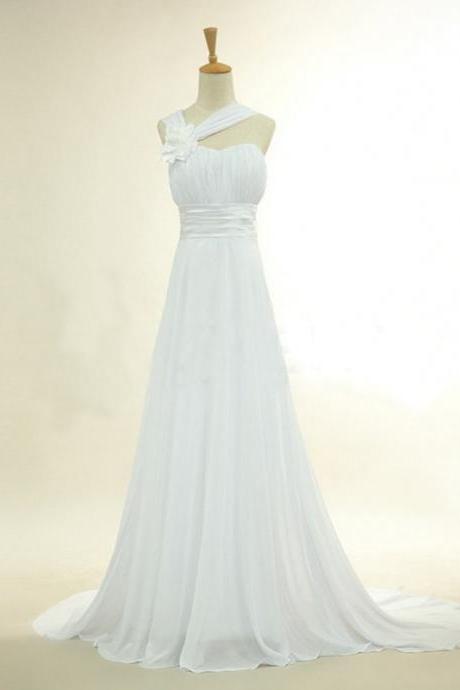 New Long Elegant Chiffon A-line Halter Lace-up Back Chiffon Sweep Train Summer Beach Garden Bridal Gown