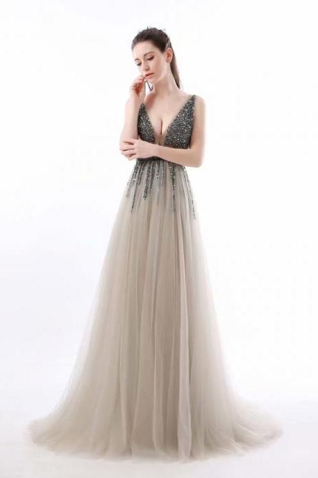 2019 Backless Prom Dresses Robe De Soiree Grey Prom Dress Real Photo Sweetheart A Line Prom Dresses Long Vestido De Festa