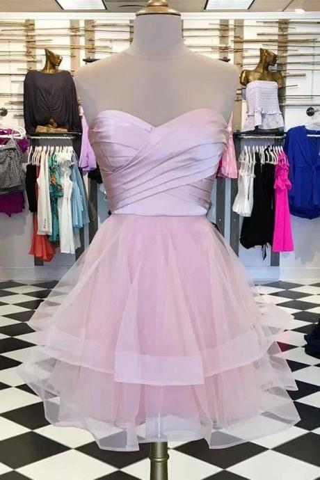 Light Pink Prom Dress Sweetheart Homecoming Dresses Short Women Dresses