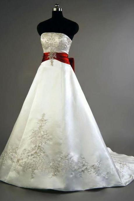 Ivory Wedding Dress, Strapless Wedding Dress, 2019 Wedding Dresses, Wedding Dress, Chapel Train Wedding Dress, Satin Wedding Dress, Real Photo