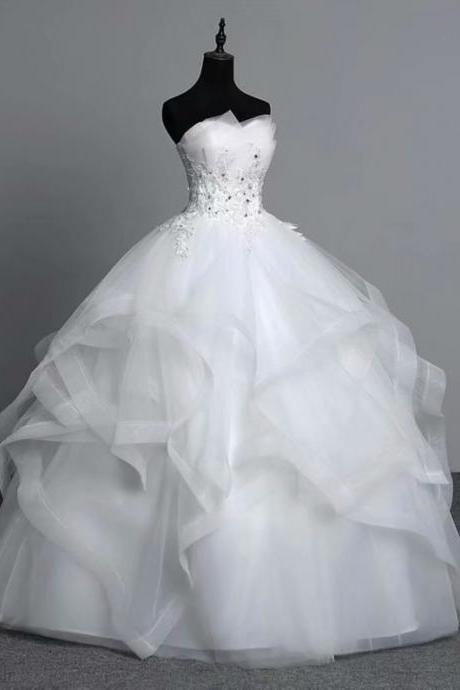 New Arrival White Wedding Dress,Ball Gown Wedding Dress, 2019 Wedding Dresses, Cheap Wedding Dress,Plus Size Wedding Dress, Satin Wedding Dress, Real Photo Wedding Dress, Gorgeous Wedding Dress