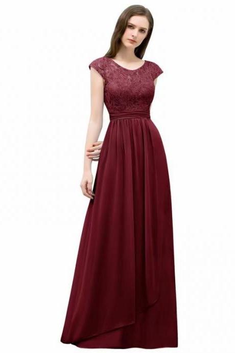 Women Dresses Illusion Lace Strapless A Line Chiffon Party Dress Prom Gowns