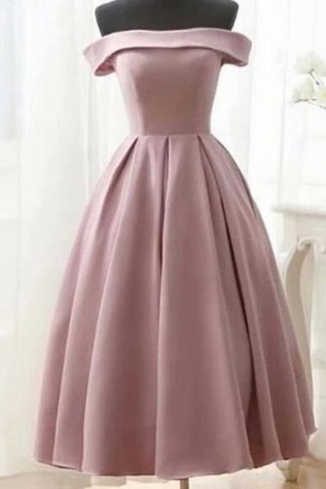 Real Photos Satin Prom Dresses 2019 Strapless Lace-Up Tea Length Prom Dress Short Evening Party Gowns