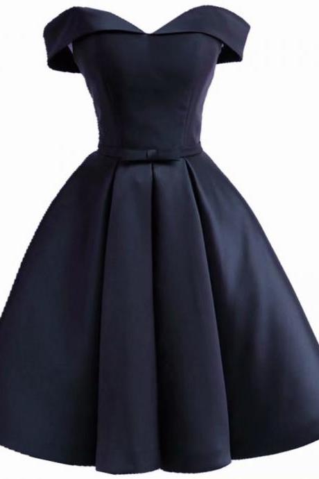 Short Prom Dresses 2018 Strapless Vintage Navy Blue Dress For Homecoming Party Mini Gowns