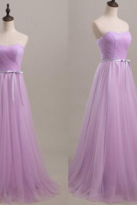 Strapless Sweetheart Floor-length Tulle Dress in Lavender - Prom Dress, Bridesmaid Dress, Formal Dress