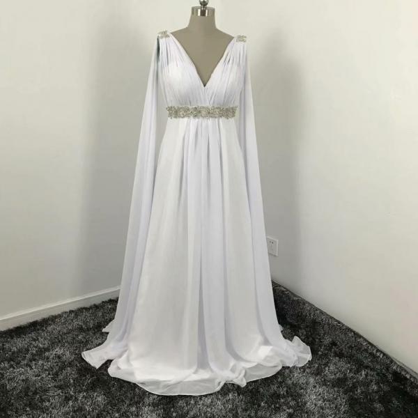 2019 Chiffon Beach Wedding Dresses V Neck A Line Bridal Dress Sexy Beading Wedding Gowns