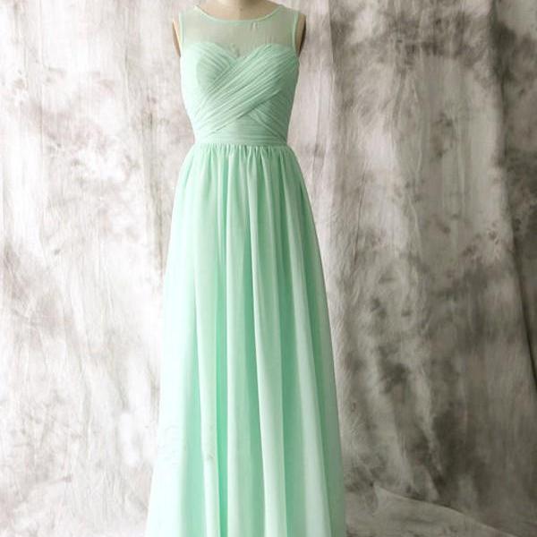 Open Back Chiffon and Lace Sexy Gowns Mint Green