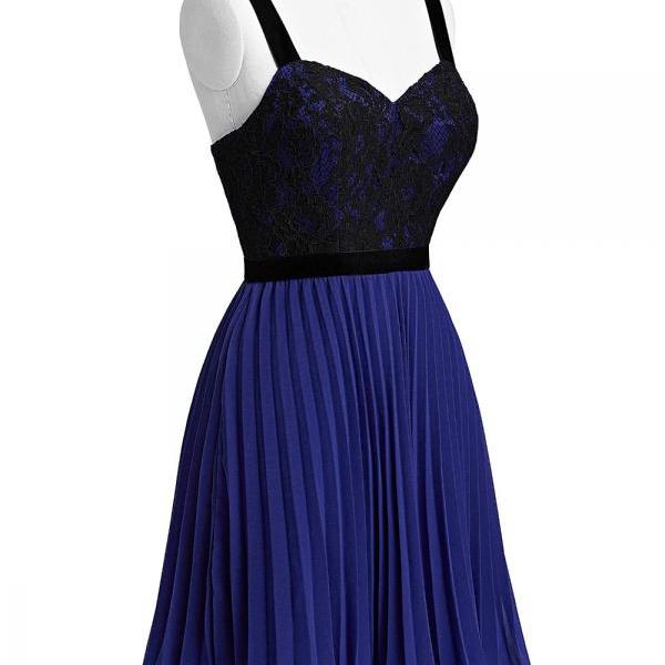 Spaghetti Straps Square A-line Junior Bridesmaid Dress Royal Blue