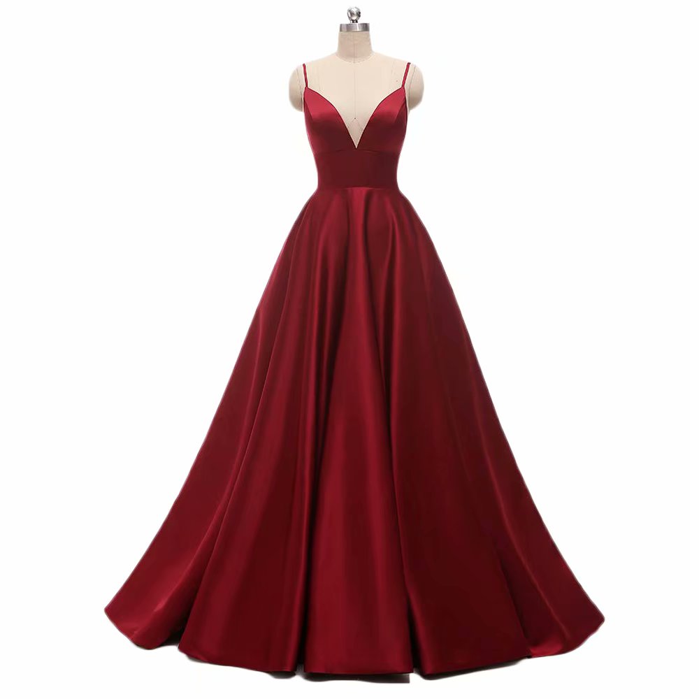 Burgundy Full Sleeve Evening Dress Sequinde Formal Dress Sexy V-neck Prom Gown Elegant Evening Gowns