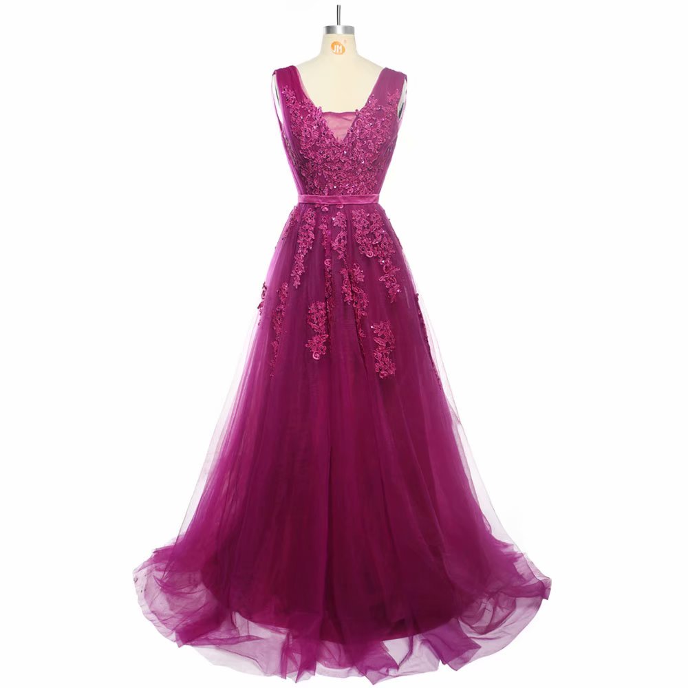 1310714 Fuschia Tulle Satin Dress