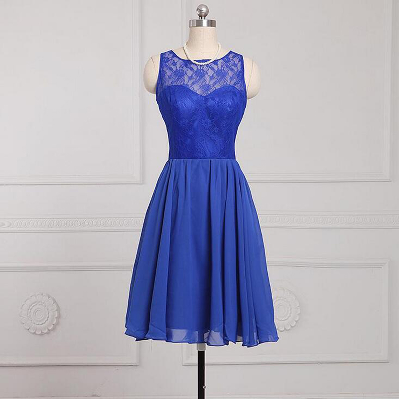 Royal Blue Short A-line Evening Dress Featuring Lace Strapless Bodice ...